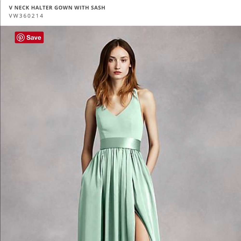 Mint green bridesmaids dress.